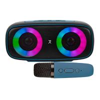 BOCINA INALAMBRICA BLUETOOTH PORTATIL CON MICROFONO KARAOKE RECARGABLE FUNCION TWS RESISTENTE A SALPICADURAS PERFECT CHOICE OUTDOORS LITE - AZUL, - Garantía: 1 AÑO -