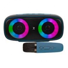 BOCINA INALAMBRICA BLUETOOTH PORTATIL CON MICROFONO KARAOKE RECARGABLE FUNCION TWS RESISTENTE A SALPICADURAS PERFECT CHOICE OUTDOORS LITE - AZUL, - Garantía: 1 AÑO -