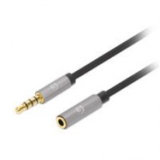 CABLE AUDIO ESTEREO, MANHATTAN, 356039, 3.5MM EXTEN. M-H 2.0M NEGRO/ALUMINIO PLATEADO, - Garantía: 1 AÑO -