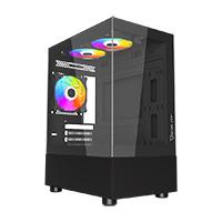 GABINETE OCELOT GAMING GLASS EN6 / MINI TOWER / M-ATX, ITX / PANEL LATERAL Y FRONTAL DE CRISTAL TEMPLADO/ INCLUYE 3 VENTILADORES / ENFRIAMIENTO LIQUIDO HASTA 240MM / GPU HASTA 315MM / COLOR NEGRO, - Garantía: 1 AÑO -