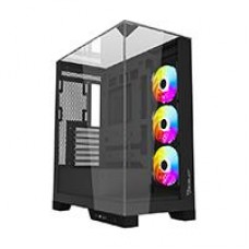 GABINETE OCELOT GAMING GLASS HUNTER 3 / MINI TOWER /ATX, M-ATX, ITX LISTO PARA MB BTF / PANEL LATERAL, FRONTAL Y SUPERIOR DE CRISTAL TEMPLADO/ INCLUYE 3 VENTILADORES / ENFRIAMIENTO LIQUIDO HASTA 3600MM / GPU HASTA 400MM / COLOR NEGRO, - Garantía: 1 AÑO -