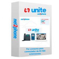 EXTENSION POR CONSUMO - NET2PHONE - PARA CONMUTADOR TELEFONICO EN LA NUBE UNITE DE 51 A 100 USUARIOS - LICENCIA POR USUARIO - RENTA MENSUAL MAS CONSUMO - ENTREGA ELECTRONICA, - Garantía: SG -