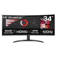 MONITOR PC LG CURVO ULTRAWIDE QHD 34WR50QK,34 PULG,RESOL. 3440X1440,1800R,PANEL VA,REL. 21:9,BRILLO 300 CD/M2,CONTR. 3000:1,TR 5MS,100 HZ,HDR10,HDMI,DISPLAY PORT,MONTABLE PARED 100X100,NEGRO., - Garantía: SG -