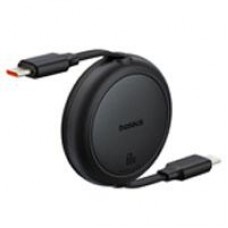 CABLE RETRACTIL BASEUS 1M, TIPO C A TIPO C, CABLE DE CARGA 60W, COLOR NEGRO, - Garantía: 1 AÑO -