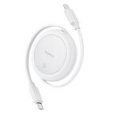 CABLE RETRACTIL BASEUS 1M, TIPO C A TIPO C, CABLE DE CARGA 60W, COLOR BLANCO, - Garantía: 1 AÑO -