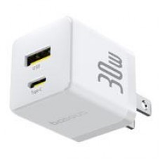 CARGADOR DE PARED 2 PUERTOS BASEUS, CARGA RPIDA, 1 TIPO C1 USB-A 30W, COLOR BLANCO, - Garantía: 1 AÑO -