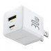 CARGADOR DE PARED 2 PUERTOS BASEUS, CARGA RPIDA, 1 TIPO C1 USB-A 30W, COLOR BLANCO, - Garantía: 1 AÑO -