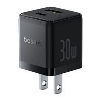 CARGADOR DE PARED 2 PUERTOS BASEUS, CARGA RPIDA, 1 TIPO C1 USB-A 30W, COLOR NEGRO, - Garantía: 1 AÑO -