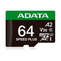 MEMORIA ADATA MICROSDXC SPEED PLUS 64GB CL10 CON ADAPTADOR (UD64GUI3V30A2SP-RA1), - Garantía: 99 AÑOS -