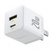 CARGADOR DE PARED 2 PUERTOS BASEUS, CARGA RPIDA, 1 TIPO C1 USB-A 20W, COLOR BLANCO, - Garantía: 1 AÑO -
