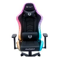 SILLA GAMER BALAM RUSH LIGHTNING RUSH V2 / MAX 150 KG / SOPORTE LUMBAR Y CERVICAL / PISTON CLASE 4 / INLCINACION 135° / REPOSABRAZOS 3D / ILUMINACION LED / TACTOPIEL / NEGRO / BR-940566, - Garantía: 1 AÑO -