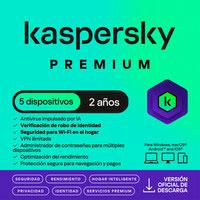 ESD KASPERSKY PREMIUM 5 DISP 3 CUENTAS KPM 2 AÑOS, - Garantía: SG -