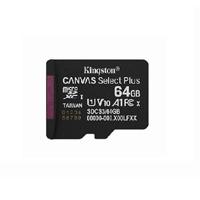 MEMORIA FLASH MICRO SD KINGSTON SDXC CANVAS SELECT PLUS 64GB 100MB/S UHS-I U1 V10 SIN/ADAPTADOR (SDCS3/64GBSP), - Garantía: 1 AÑO -