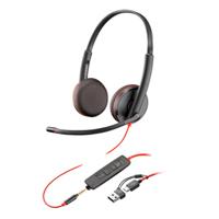 DIADEMA HP POLY 8X229A6 BLACKWIRE C3225 | ALAMBRICA BINAURAL USB-A USB-C Y 3,5 MM REDUCCION DE RUIDO CON MICROFONO CONTROL EN EL CABLE COLOR NEGRO CON NARANJA, - Garantía: 2 AÑOS -