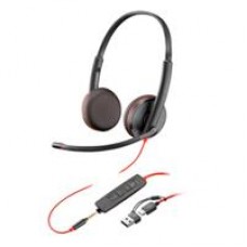 DIADEMA HP POLY 8X229A6 BLACKWIRE C3225 | ALAMBRICA BINAURAL USB-A USB-C Y 3,5 MM REDUCCION DE RUIDO CON MICROFONO CONTROL EN EL CABLE COLOR NEGRO CON NARANJA, - Garantía: 2 AÑOS -