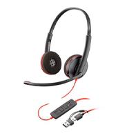 DIADEMA HP POLY 8X228A6 BLACKWIRE C3220 | ALAMBRICA BINAURAL | USB-A USB-C | REDUCCION DE RUIDO CON MICROFONO | CONTROL EN EL CABLE | COLOR NEGRO CON NARANJA, - Garantía: 1 AÑO -