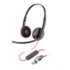 DIADEMA HP POLY 8X228A6 BLACKWIRE C3220 | ALAMBRICA BINAURAL | USB-A USB-C | REDUCCION DE RUIDO CON MICROFONO | CONTROL EN EL CABLE | COLOR NEGRO CON NARANJA, - Garantía: 1 AÑO -