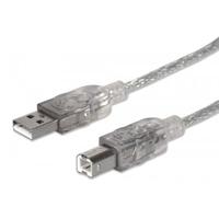 CABLE USB,MANHATTAN,333405, V2.0 A-B 1.8M, PLATA, - Garantía: 3 AÑOS -