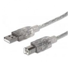 CABLE USB,MANHATTAN,333405, V2.0 A-B 1.8M, PLATA, - Garantía: 3 AÑOS -