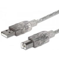 CABLE USB,MANHATTAN,340458, V2.0 A-B  3.0M, PLATA, - Garantía: 3 AÑOS -