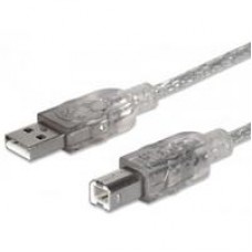 CABLE USB,MANHATTAN,340458, V2.0 A-B  3.0M, PLATA, - Garantía: 3 AÑOS -