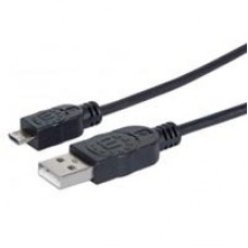 CABLE USB,MANHATTAN,325677, V2 A-MICRO B, BOLSA PVC 0.5M NEGRO, - Garantía: 3 AÑOS -
