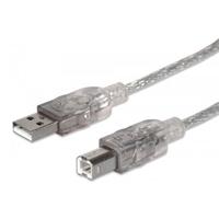 CABLE USB,MANHATTAN,345408, V2.0 A-B  5.0M  PLATA, - Garantía: 3 AÑOS -