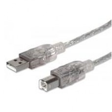 CABLE USB,MANHATTAN,345408, V2.0 A-B  5.0M  PLATA, - Garantía: 3 AÑOS -