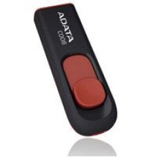 MEMORIA ADATA 32GB USB 2.0 C008 RETRACTIL NEGRO-ROJO (AC008-32G-RKD), - Garantía: 5 AÑOS -