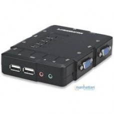 SWITCH KVM,MANHATTAN,151269, DESKTOP USB 41 CON CABLESAUDIO, - Garantía: 3 AÑOS -