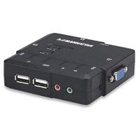 SWITCH KVM ,MANHATTAN,151252, DESKTOP USB 2:1 CON CABLES+AUDIO, - Garantía: 3 AÑOS -