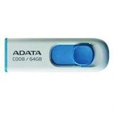 MEMORIA ADATA 64GB USB 2.0 C008 RETRACTIL BLANCO-AZUL (AC008-64G-RWE), - Garantía: 5 AÑOS -