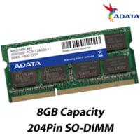 MEMORIA ADATA SODIMM DDR3L 8GB PC3L-12800 1600MHZ CL11 204PIN 1.35V LAPTOP/AIO/MINI PCS (ADDS1600W8G11-S), - Garantía: 99 AÑOS -
