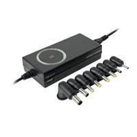 CARGADOR UNIVERSAL INTELIGENTE CON PUNTAS INTERCAMBIABLES Y PUERTO USB PERFECT CHOICE - NEGRO, - Garantía: 1 AÑO -