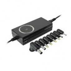 CARGADOR UNIVERSAL INTELIGENTE CON PUNTAS INTERCAMBIABLES Y PUERTO USB PERFECT CHOICE - NEGRO, - Garantía: 1 AÑO -