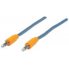 CABLE AUDIO,MANHATTAN,352802, ESTEREO 3.5MM M-M 1.0M TEXTIL AZUL/NARANJA, - Garantía: 1 AÑO -