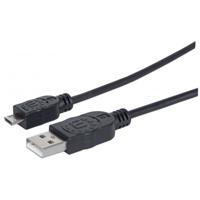 CABLE USB,MANHATTAN,307161, V2 A-MICRO B, BOLSA PVC 1.0M NEGRO, - Garantía: 1 AÑO -