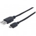 CABLE USB,MANHATTAN,325684, V2 A-MICRO B, BOLSA PVC 3.0M NEGRO, - Garantía: 1 AÑO -