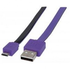 CABLE USB,MANHATTAN,391368, V2 A-MICRO B, BLISTER PLANO 1.0M MORADO/NEGRO, - Garantía: 1 AÑO -