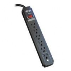 SUPRESOR DE PICOS PROTEC IT TRIPP-LITE TLP606B C/ 6 CONTACTOS, CABLE 1.83 M 6 PIES, 790 JOULES, LED DE DIAGNOSTICO, GABINETE EN NEGRO., - Garantía: 10 AÑOS -