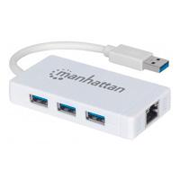 ADAPTADOR USB,MANHATTAN,507578, V3.0 A RED GB  + HUB 3 PTOS MH, - Garantía: 3 AÑOS -