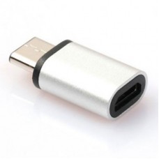 ADAPTADOR BROBOTIX USB TIPO C A MICRO USB - PLATA, NEGRO - Garantía: 1 AÑO -