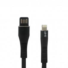 CABLE USB TIPO LIGHTNING GHIA PLANO REVERSIBLE/BILATERAL COLOR NEGRO DE 1M, - Garantía: 1 AÑO -