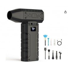 SOPLADOR DE AIRE TURBO 200 WATTS, CON BOQUILLAS, MINICEPILLO LIMPIADOR, CON CABLE PARA CARGAR, SIN CUBO USB CARGADOR.